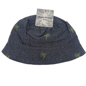NEW Tommy Bahama‎ Kids Blue Palm Tree Print Bucket Hat